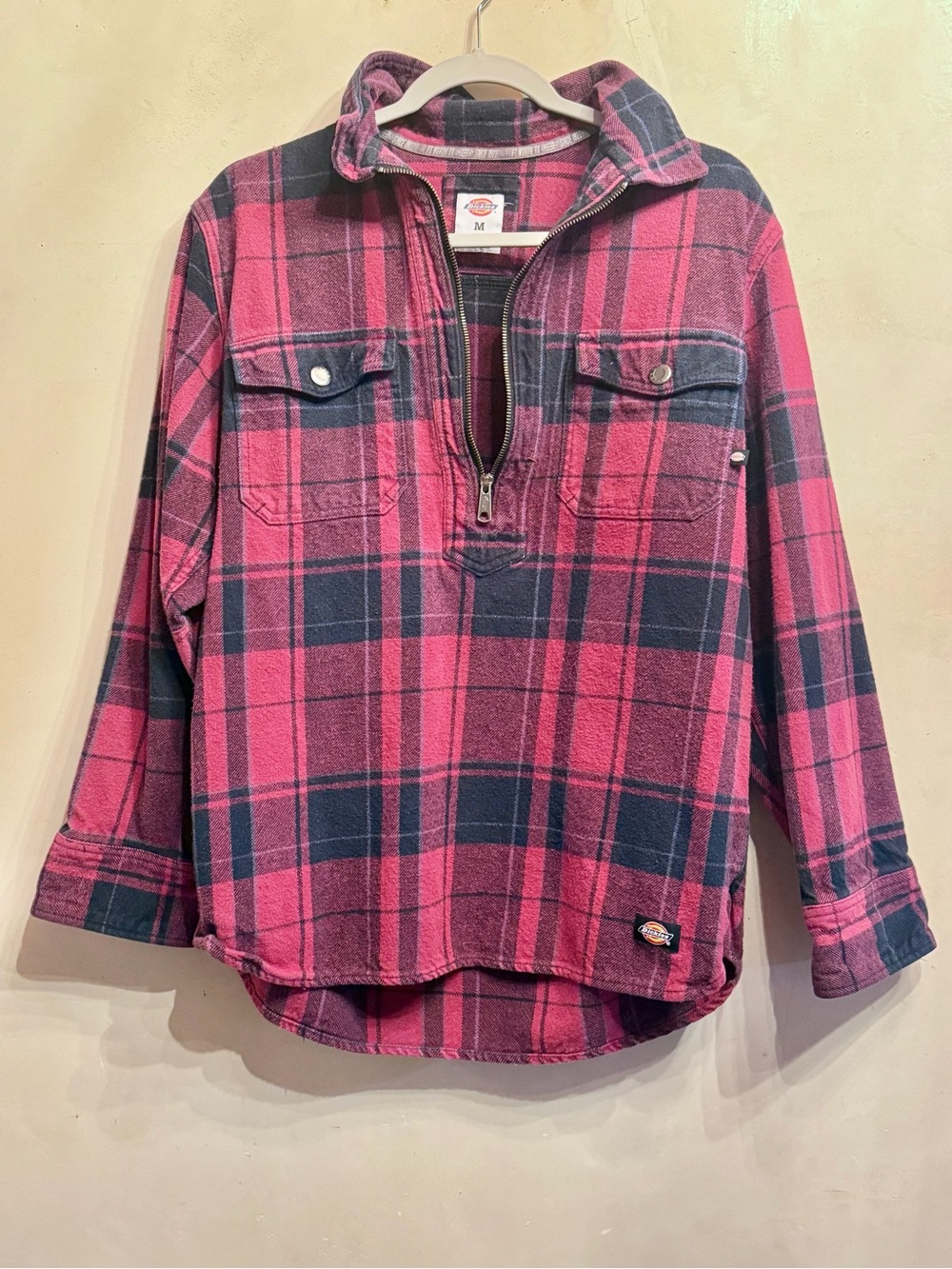 Dickies Red  Plaid Half-Zip Shirt Jacket
